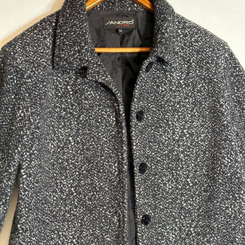 Sandro Button Up Grey Boucle’ Jacket Blazer Coat Womens Small - Picture 11 of 12